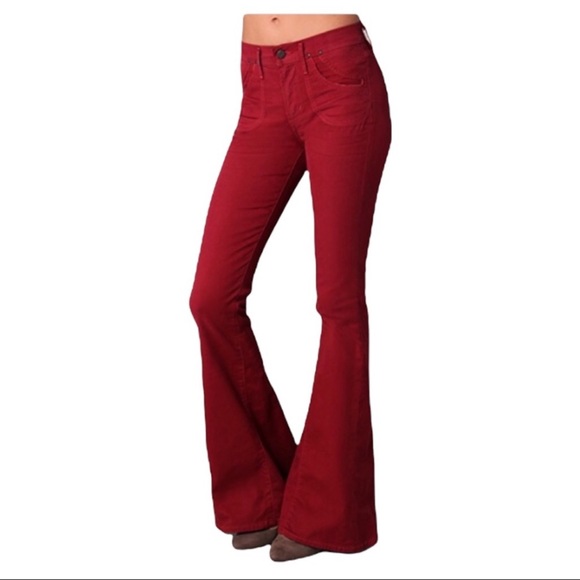 Citizens Of Humanity Angie Super Flare Bell Bottom Jeans In Crimson - Picture 2 of 10